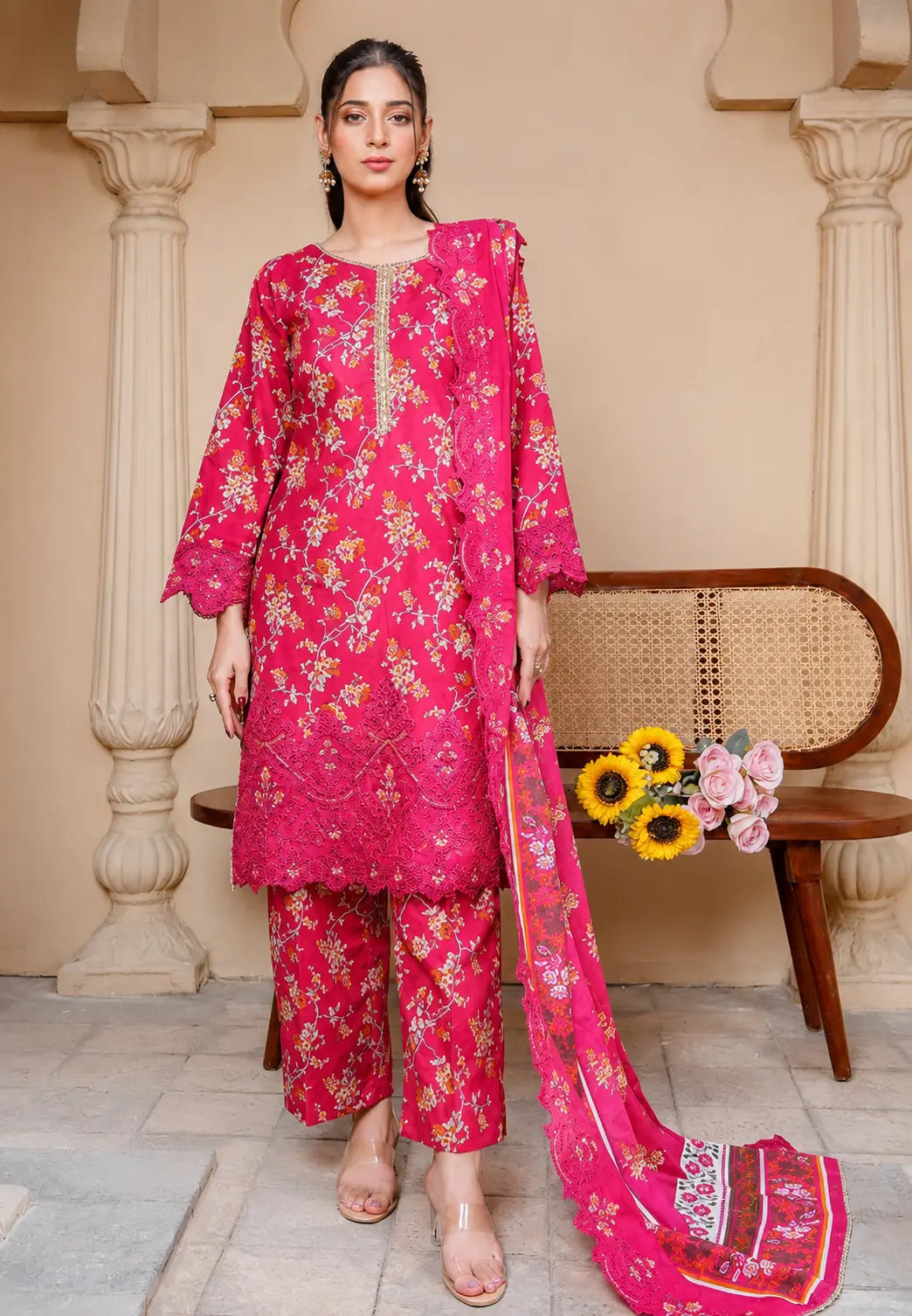 Rose Bloom | Printed & Embroidered Khaddar 3PC