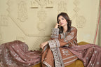 Royal Mocha Embroidered 3-Piece Festive Winter Suit