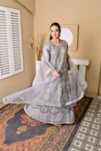 Silver Bloom – Embroidered 3-Piece Summer Suit