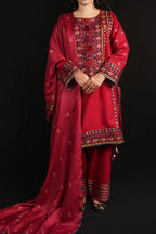 Crimson Folk Stitched Embroidered Khaddar Suit
