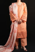 Peach Aura Stitched Embroidered Khaddar Suit