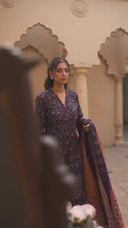 Royal Amethyst | Printed & Embroidered Khaddar 3PC