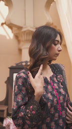 Midnight Rose | Printed & Embroidered Khaddar 3PC
