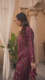 Berry Royale | Printed & Embroidered Khaddar 3PC