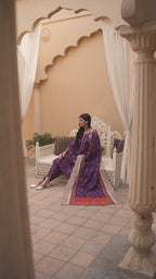 Midnight Saffron | Printed & Embroidered Khaddar 3PC