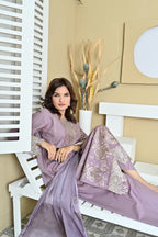 Royal Lilac Winter Cotton Printed 3-Piece