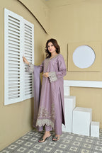 Royal Lilac Winter Cotton Printed 3-Piece