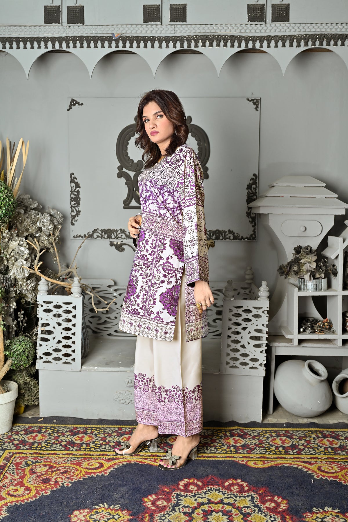 Royal Bloom Silk Suit