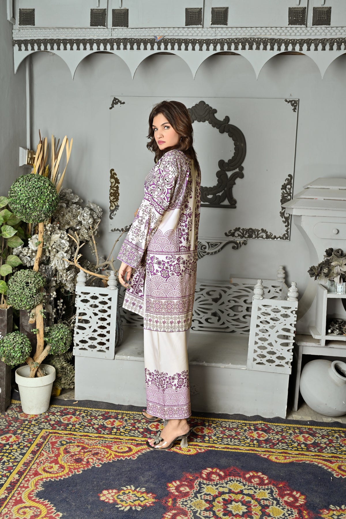 Royal Bloom Silk Suit